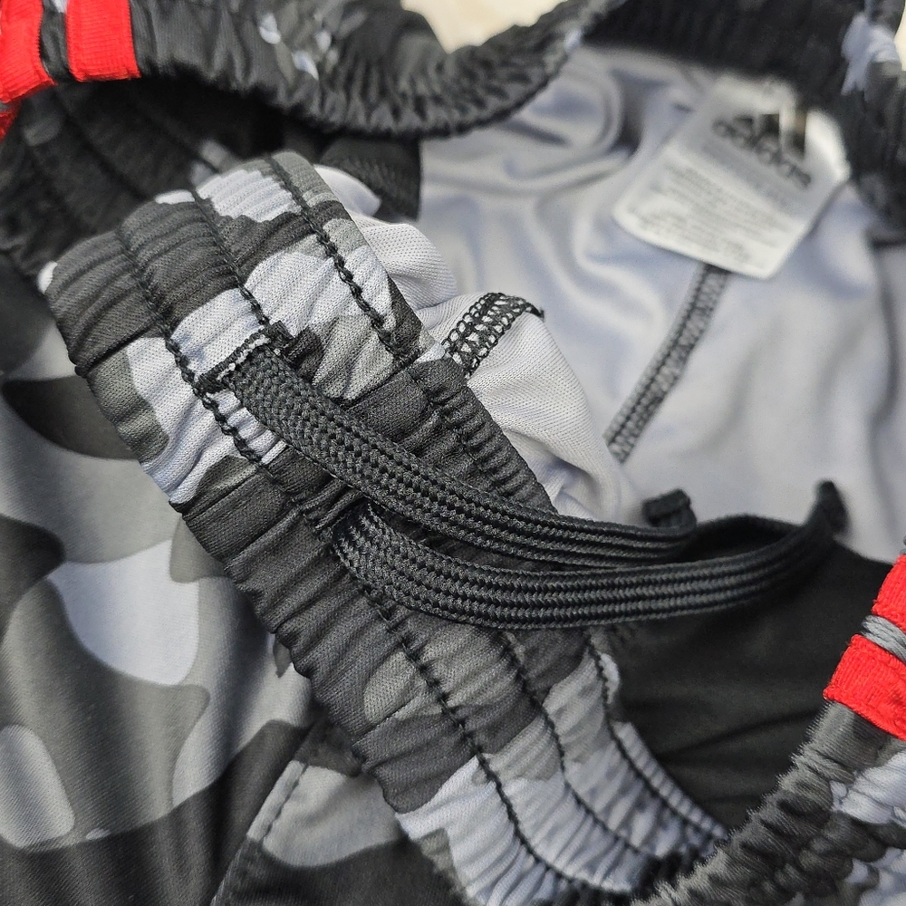 adidas Kids Camo Shorts with Red Stripes - Picture 8 of 8